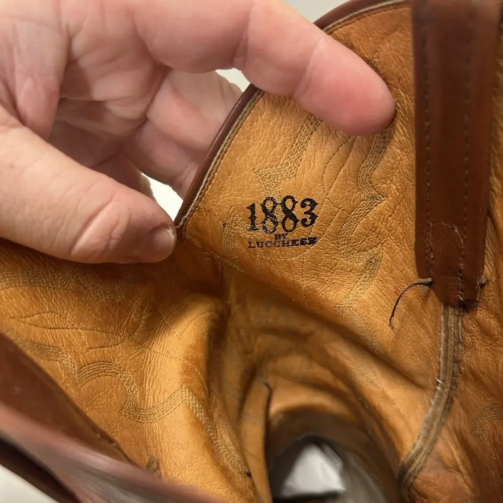 Vintage Lucchese 1883 Ostrich Leg Cowboy Boots “Brown”
